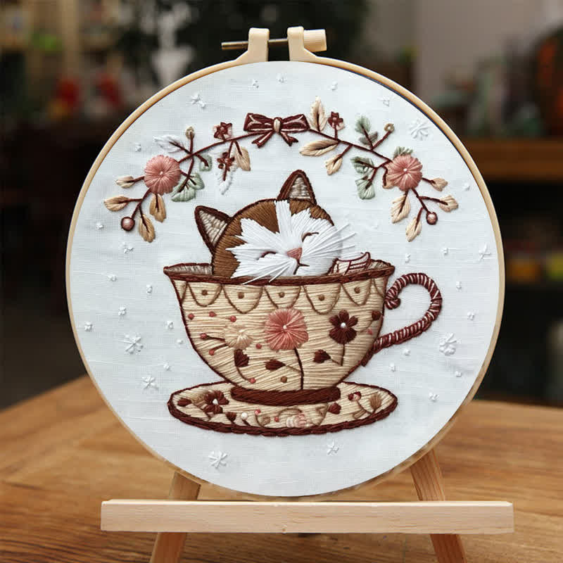 Rubbyoo Embroidery Kit - Cat Tea Cup - image 3