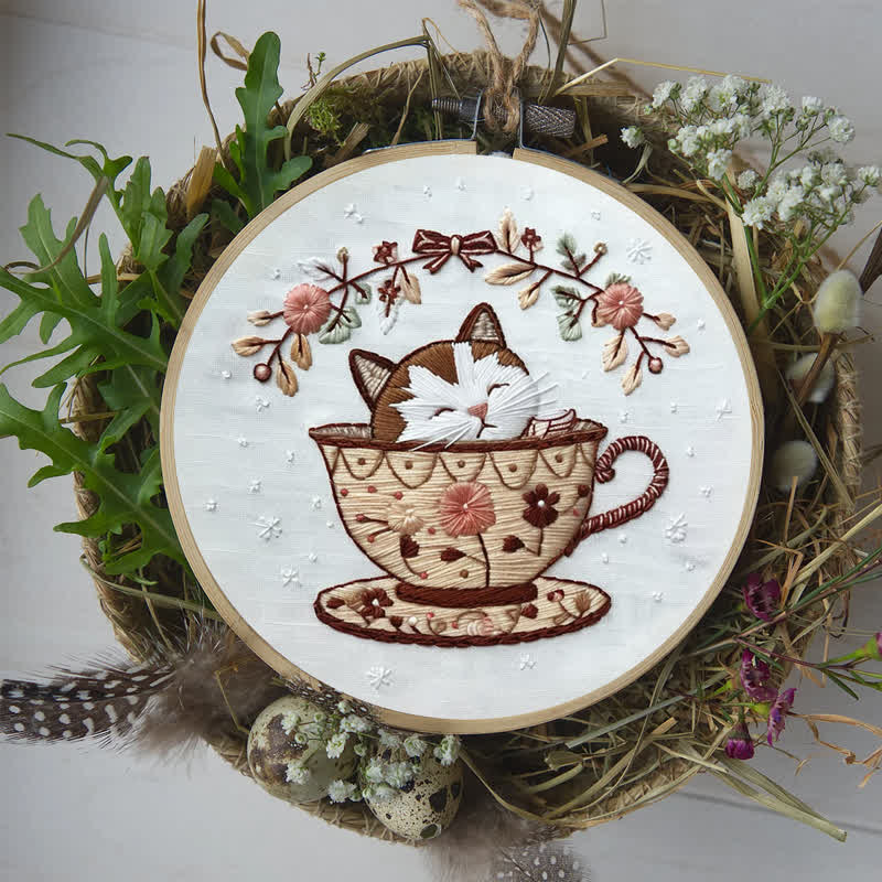 Rubbyoo Embroidery Kit - Cat Tea Cup - image 9