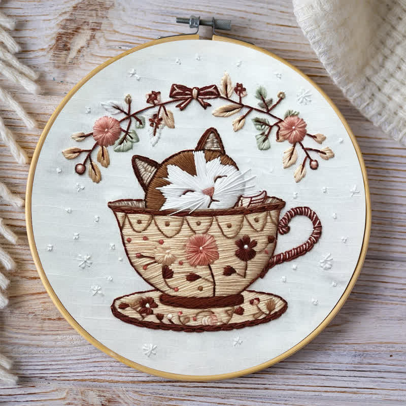 Rubbyoo Embroidery Kit - Cat Tea Cup - image 8