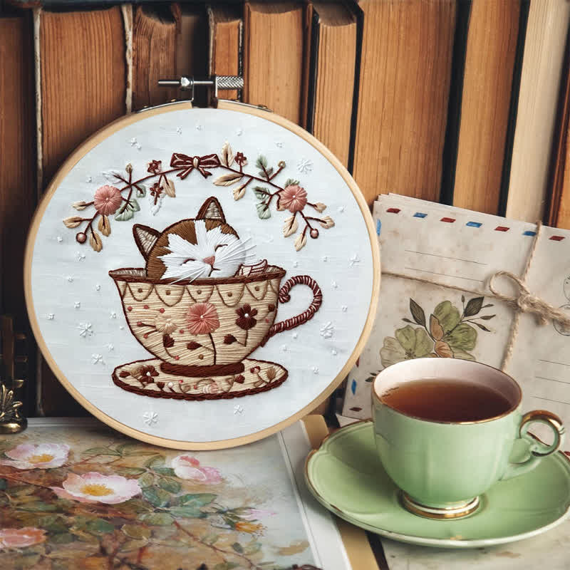 Rubbyoo Embroidery Kit - Cat Tea Cup - image 7