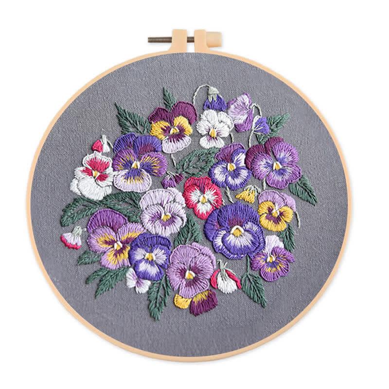 Rubbyoo Embroidery Kit - Pansies - 20*20cm - image 1