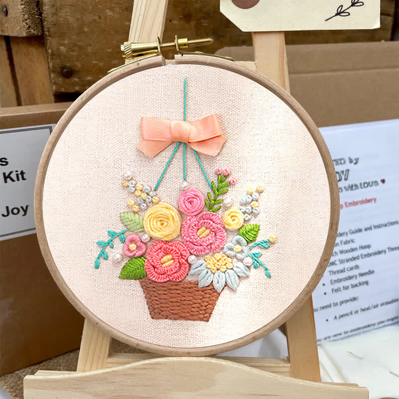 Rubbyoo Embroidery Kit - Basket Of Peonies - image 8