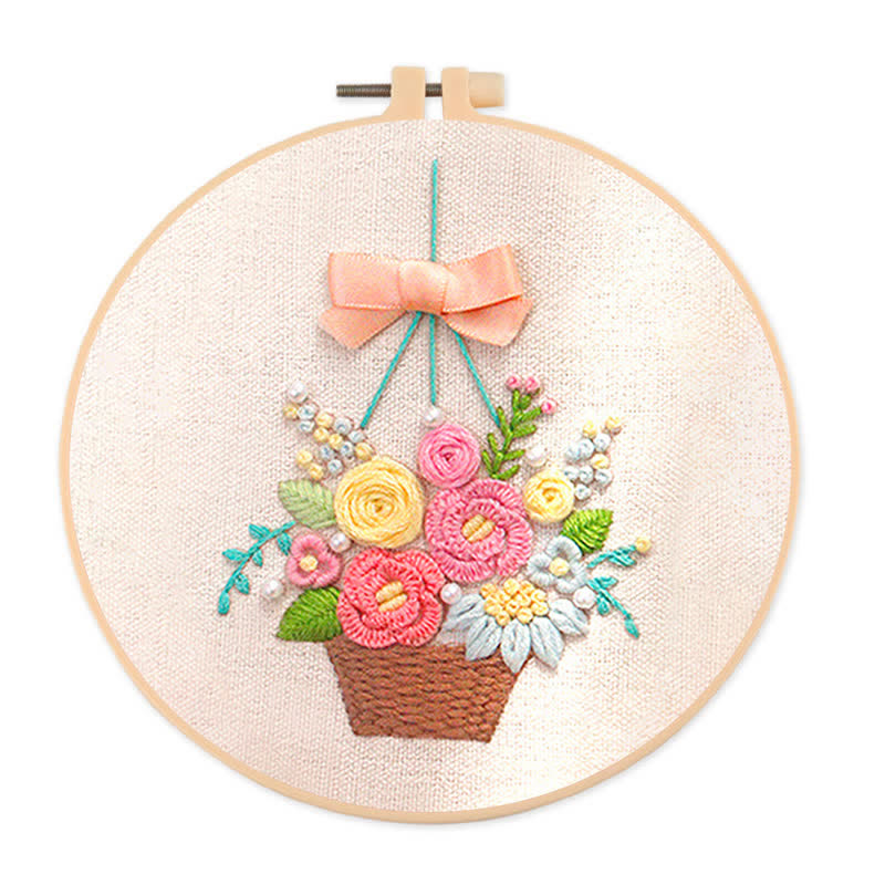Rubbyoo Embroidery Kit - Basket Of Peonies - image 1