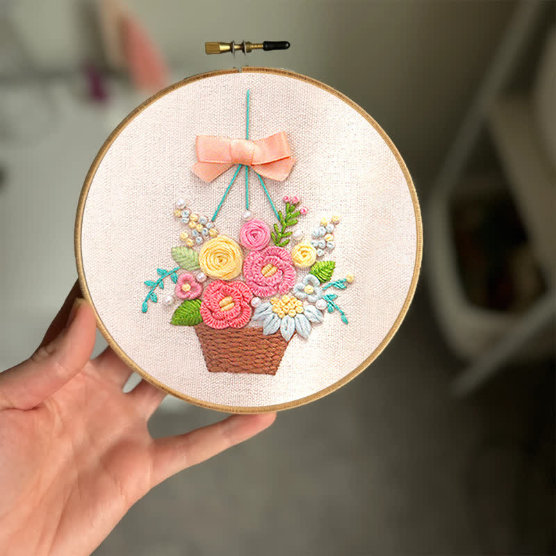 Rubbyoo Embroidery Kit - Basket Of Peonies - image 2