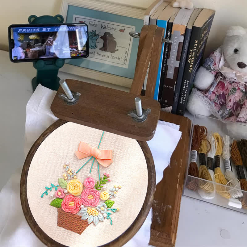 Rubbyoo Embroidery Kit - Basket Of Peonies - image 4