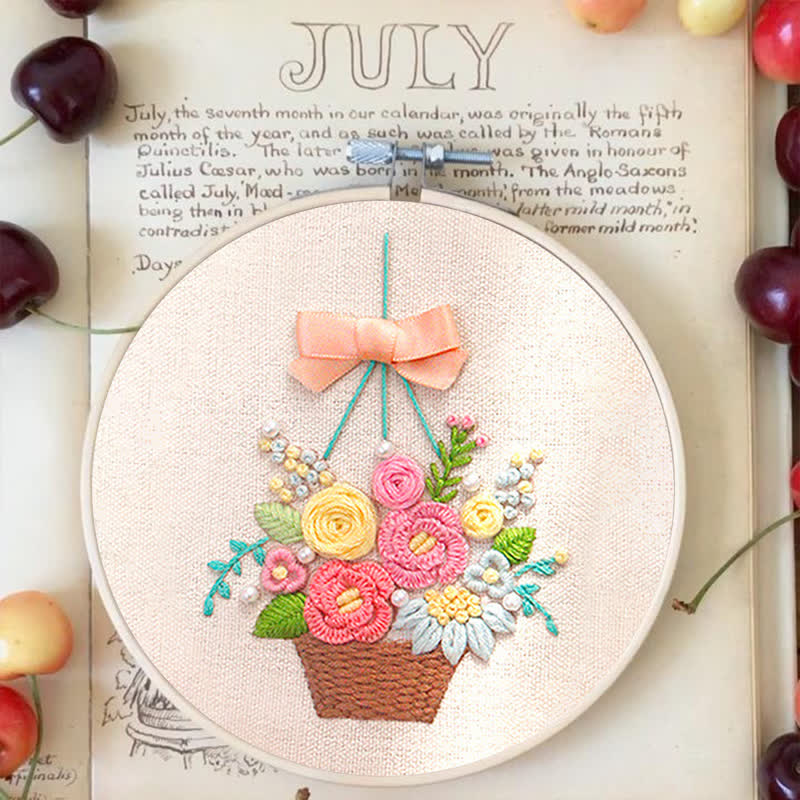 Rubbyoo Embroidery Kit - Basket Of Peonies - image 3