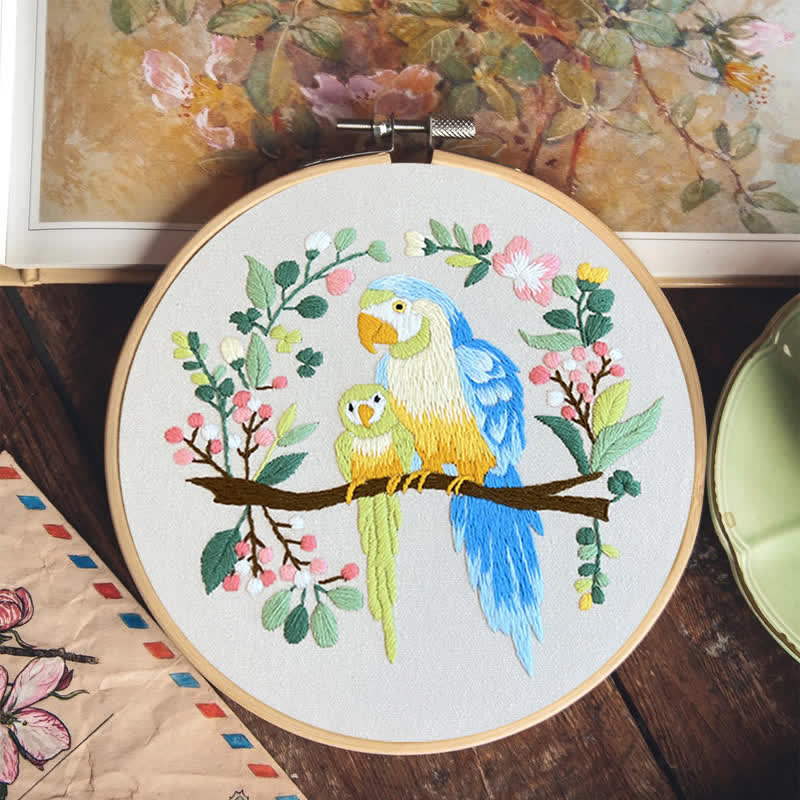 Rubbyoo Embroidery Kit - Loving Parrot Mother and Child - image 7