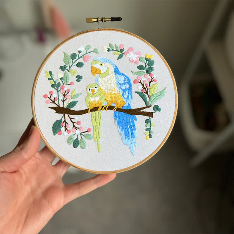 Rubbyoo Embroidery Kit - Loving Parrot Mother and Child - image 2