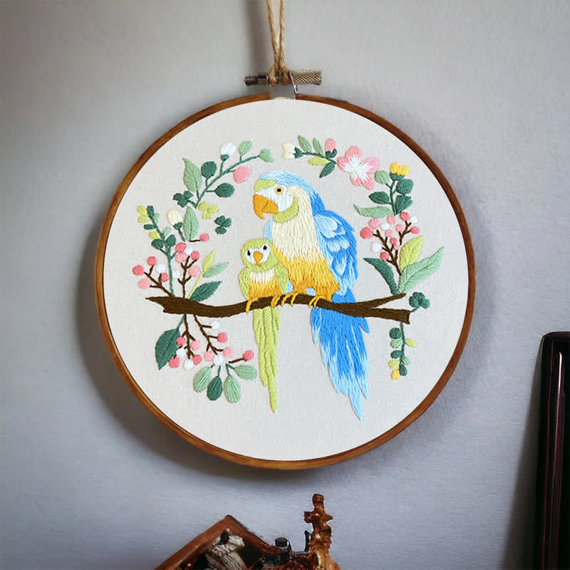 Rubbyoo Embroidery Kit - Loving Parrot Mother and Child - image 4