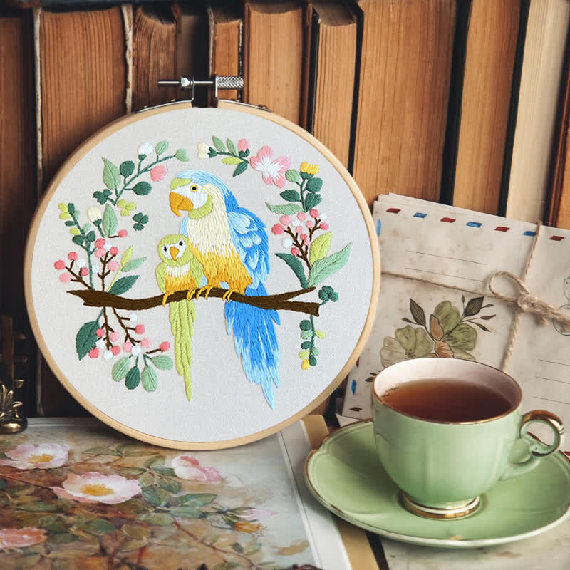 Rubbyoo Embroidery Kit - Loving Parrot Mother and Child - image 8