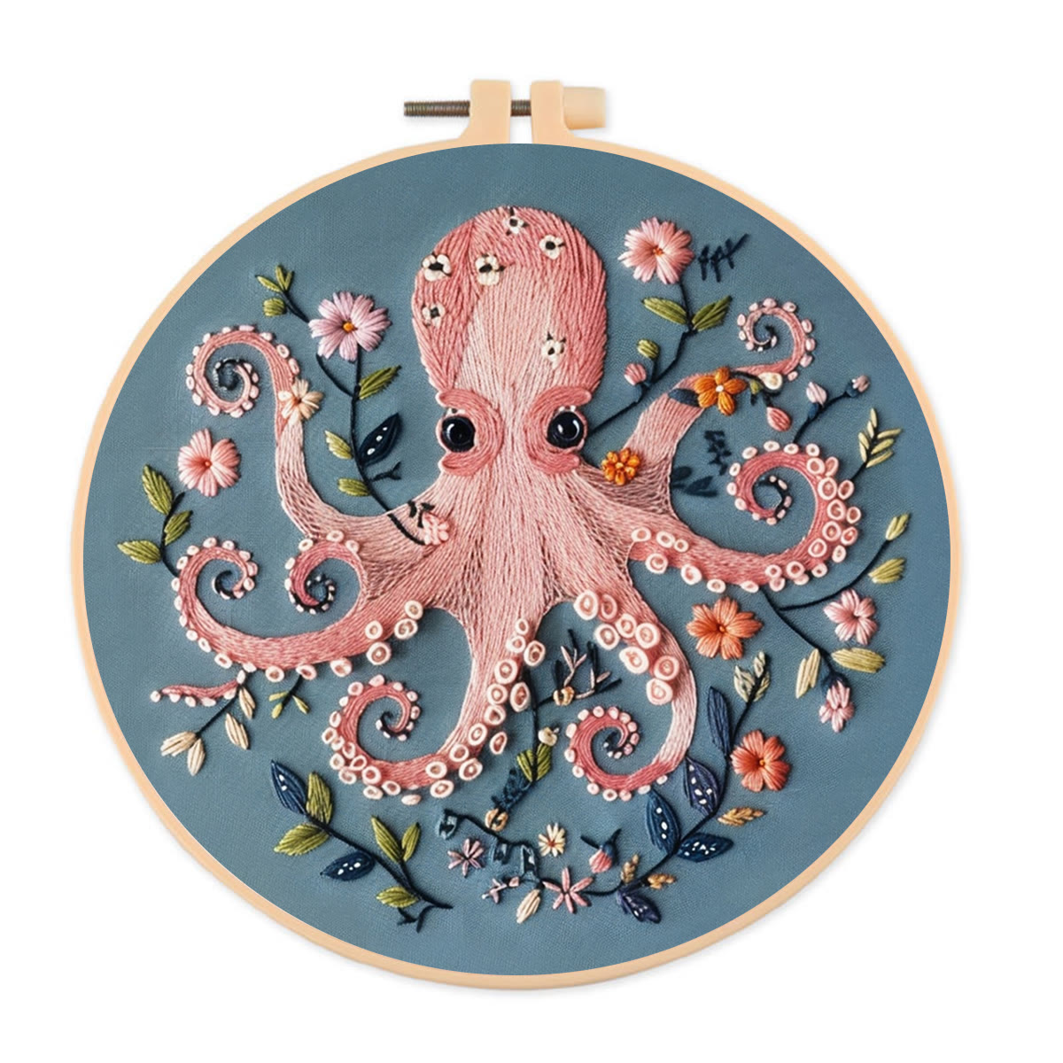 Rubbyoo Embroidery Kit -Pink Octopus - 15*15cm - Embroidery Kit - image 1