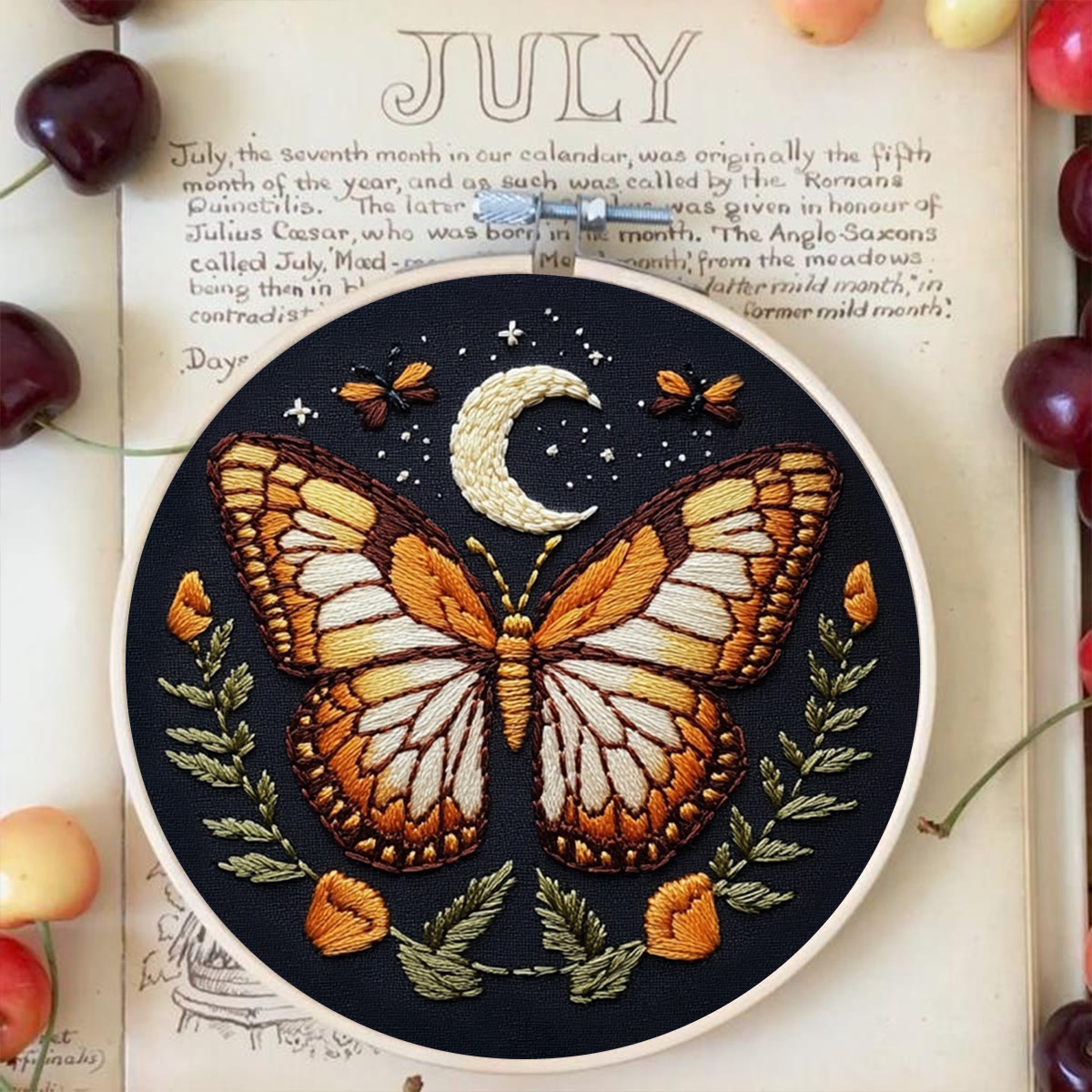 Rubbyoo Embroidery Kit -   Orange Moon Butterfly - image 3