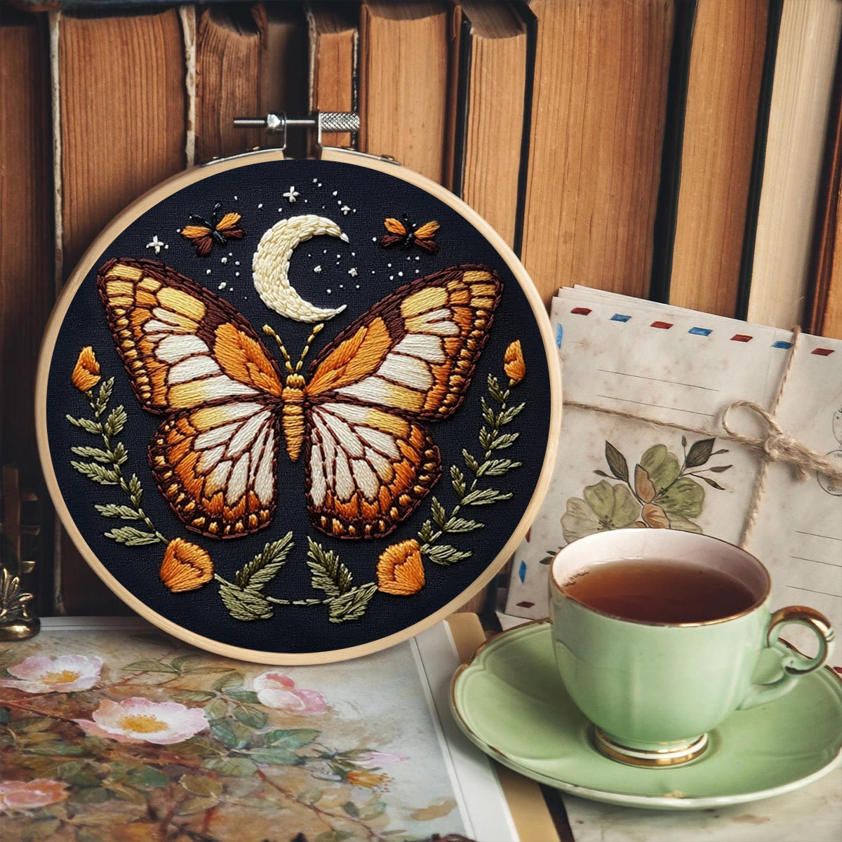 Rubbyoo Embroidery Kit -   Orange Moon Butterfly - image 7