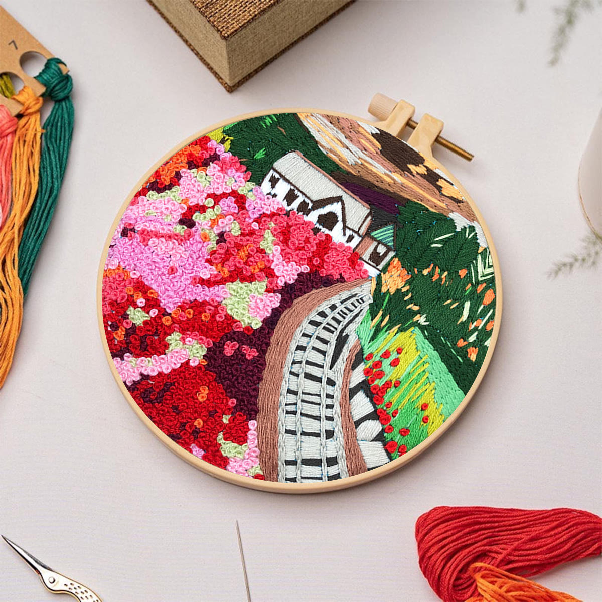 Rubbyoo Embroidery Kit - Pink Flower Garden - image 4