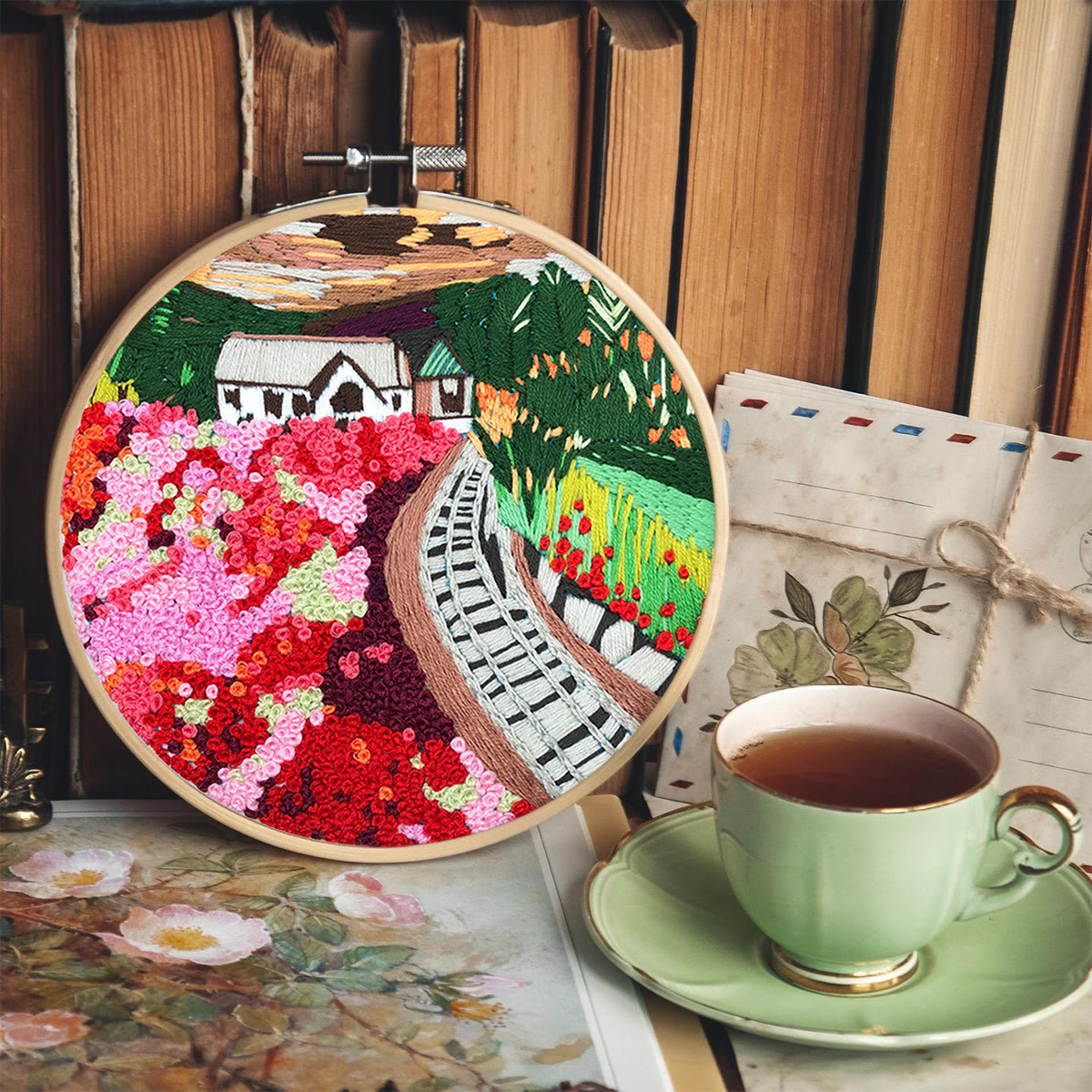 Rubbyoo Embroidery Kit - Pink Flower Garden - image 6