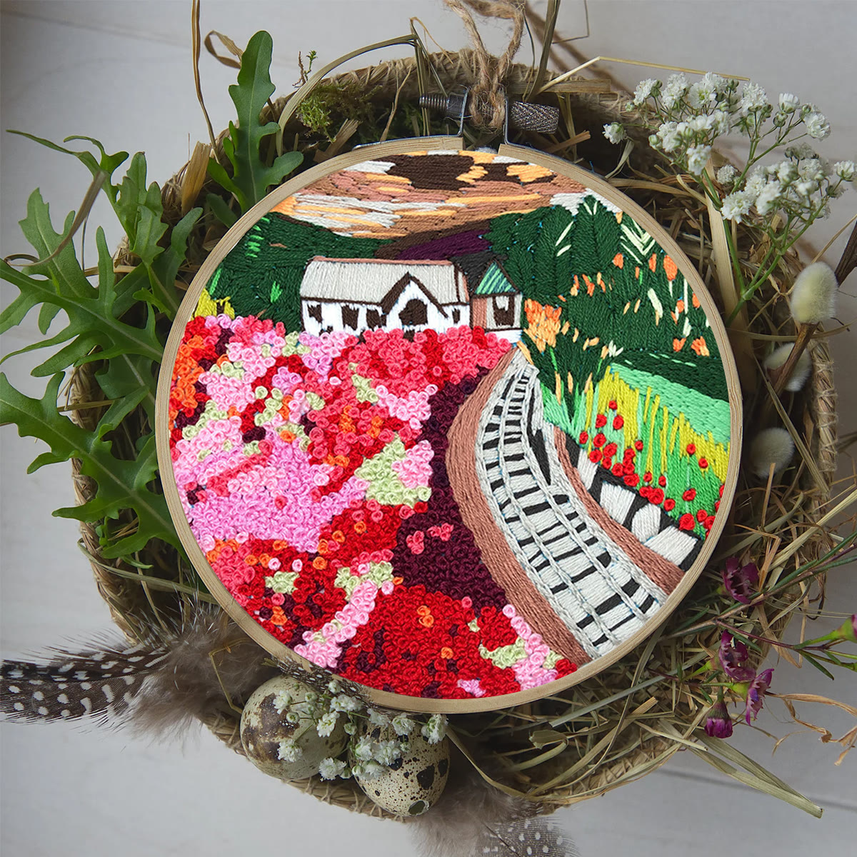 Rubbyoo Embroidery Kit - Pink Flower Garden - image 9