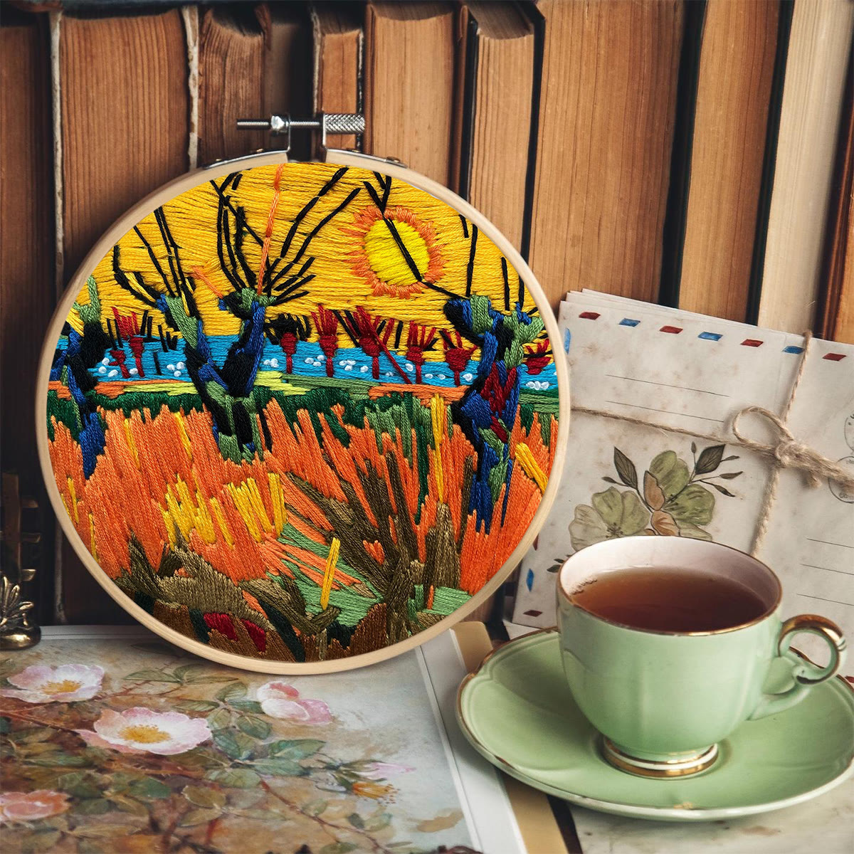 Rubbyoo Embroidery Kit - Van Gogh Painting Sun Pattern - image 4