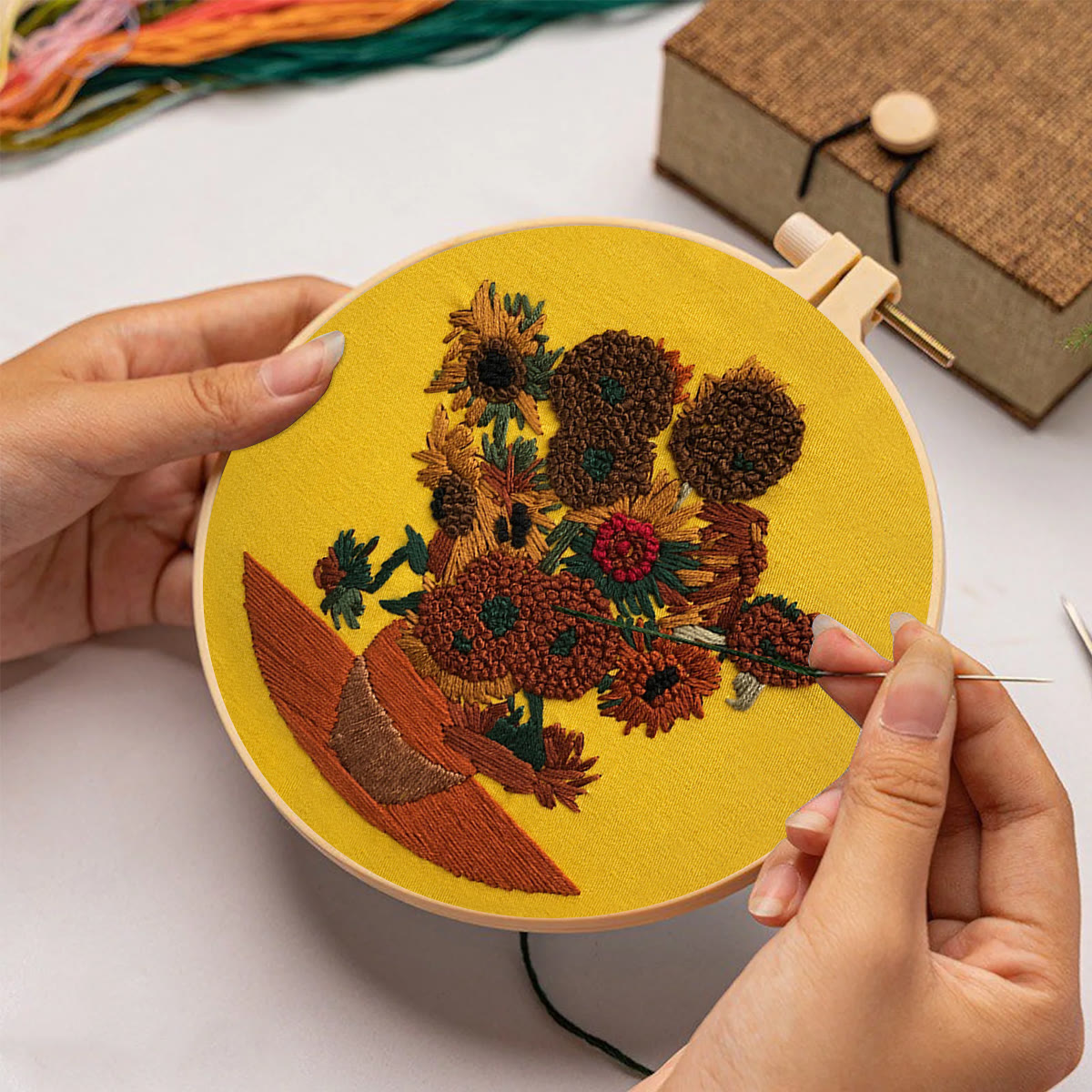 Rubbyoo Embroidery Kit - Van Gogh Painting Sunflower - image 2