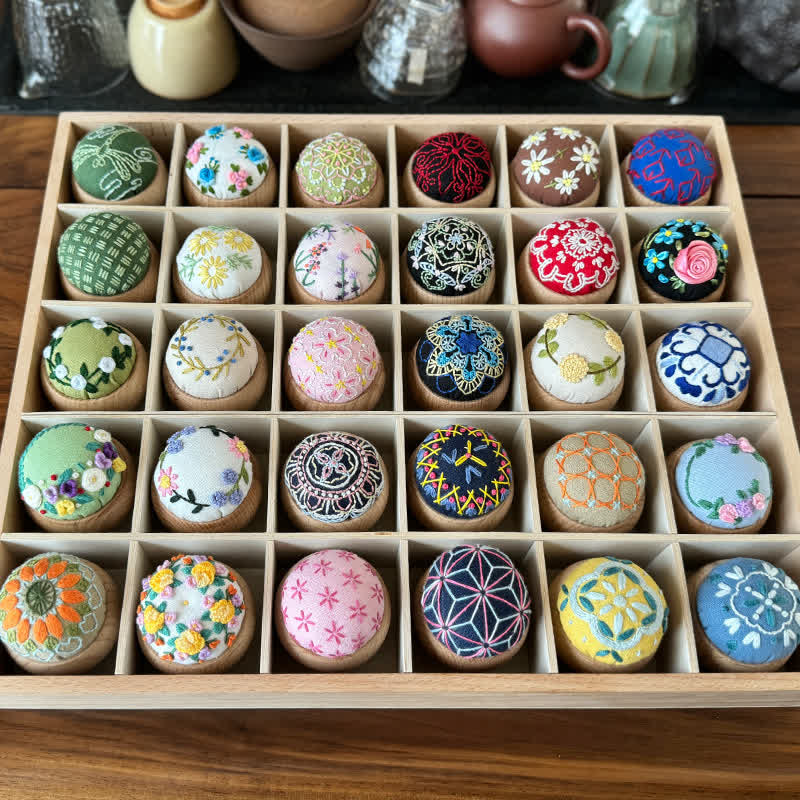 Wooden Embroidery Pin Cushion Pin Keeper - image 1