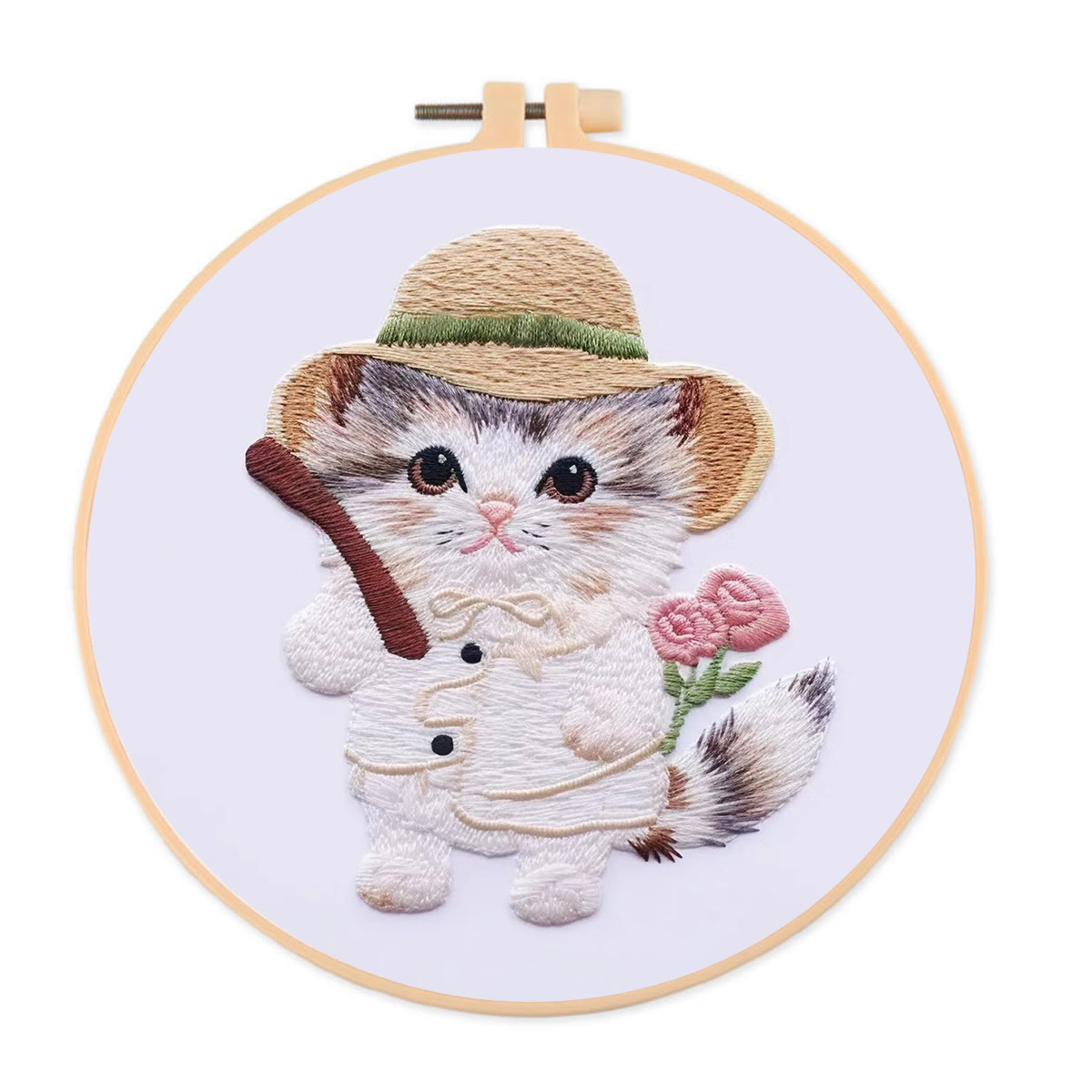 Rubbyoo Embroidery Kit - Hat Cat - 20*20cm - image 1
