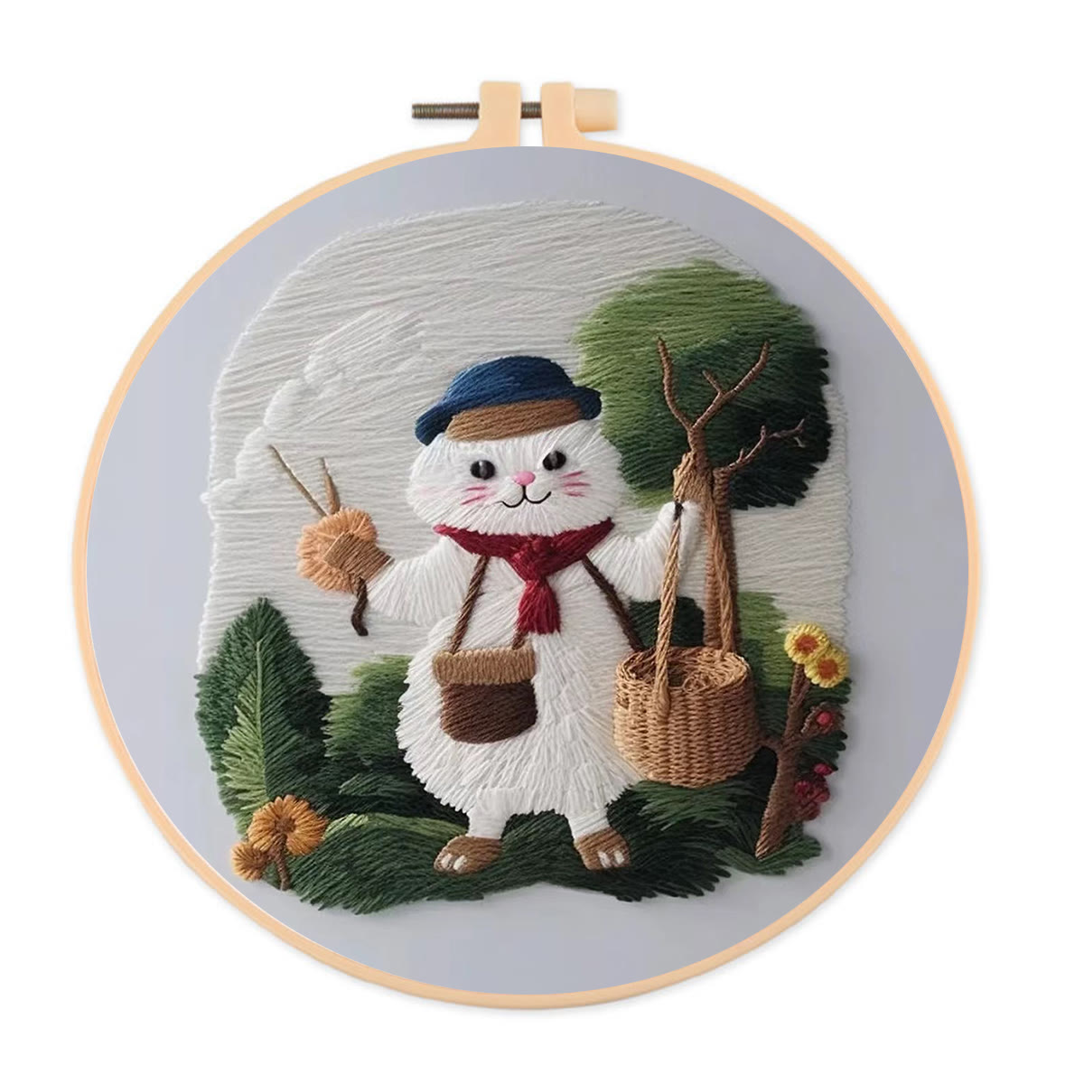 Rubbyoo Embroidery Kit - Forest White Cat - image 1