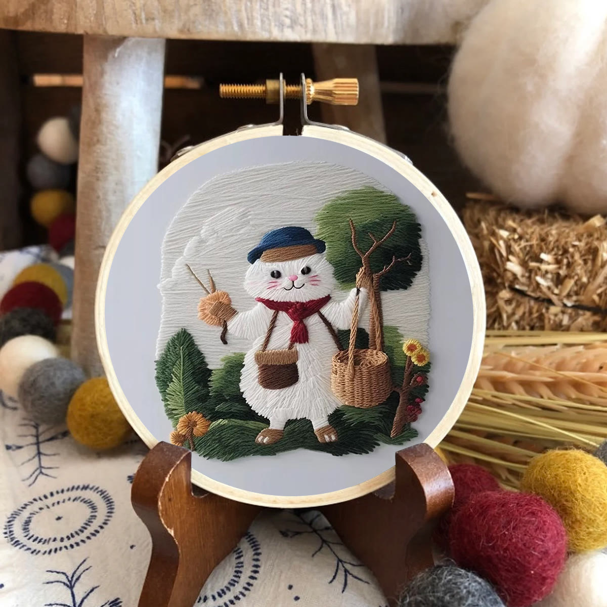 Rubbyoo Embroidery Kit - Forest White Cat - image 6