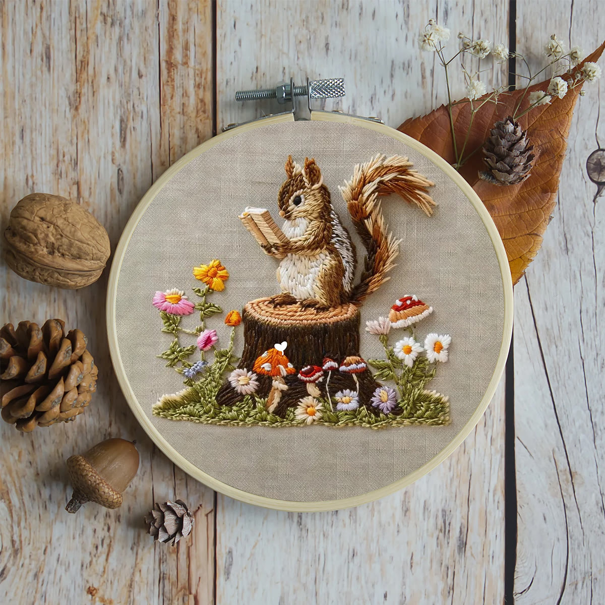 Rubbyoo Embroidery Kit - Small Reading Squirrel - image 2