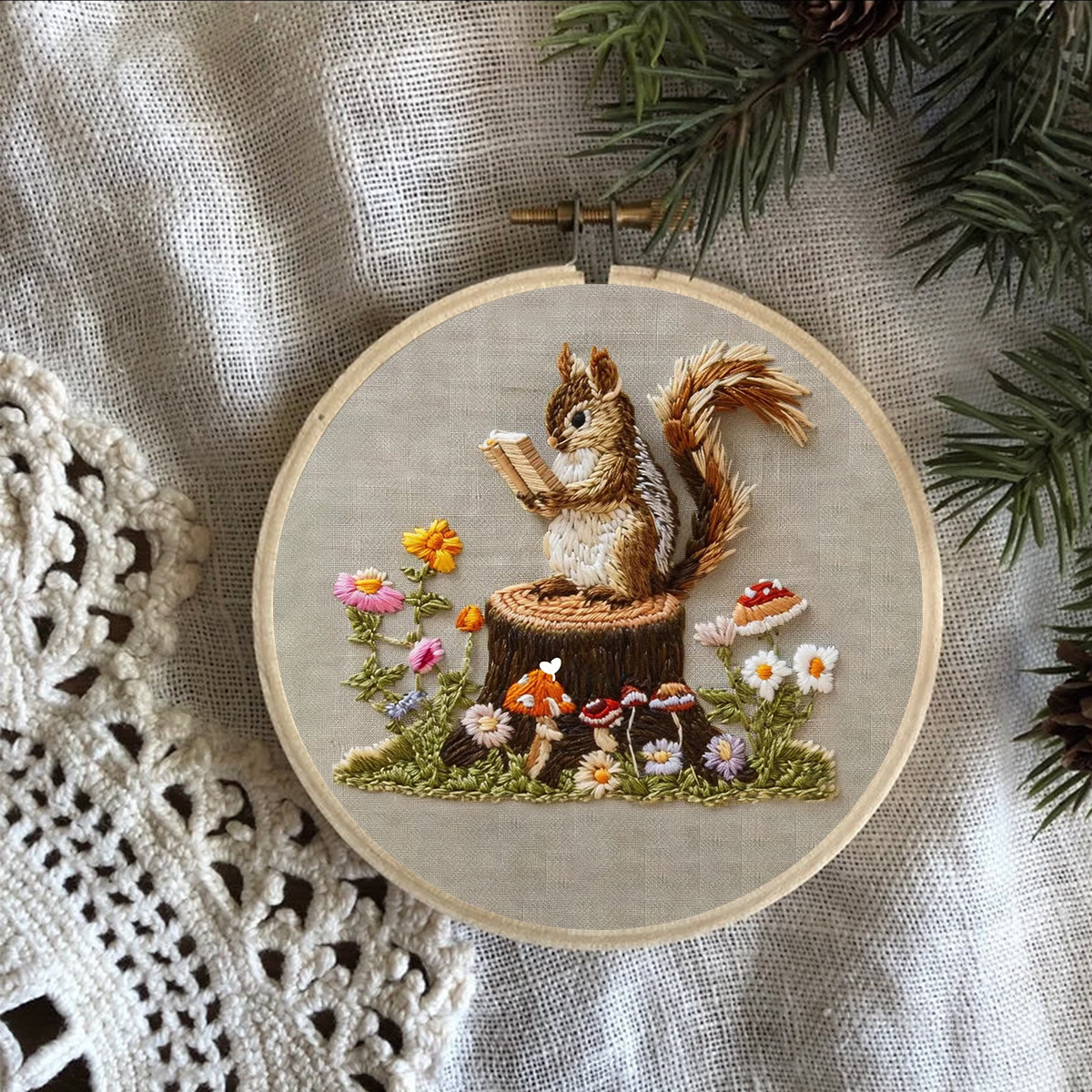Rubbyoo Embroidery Kit - Small Reading Squirrel - image 4