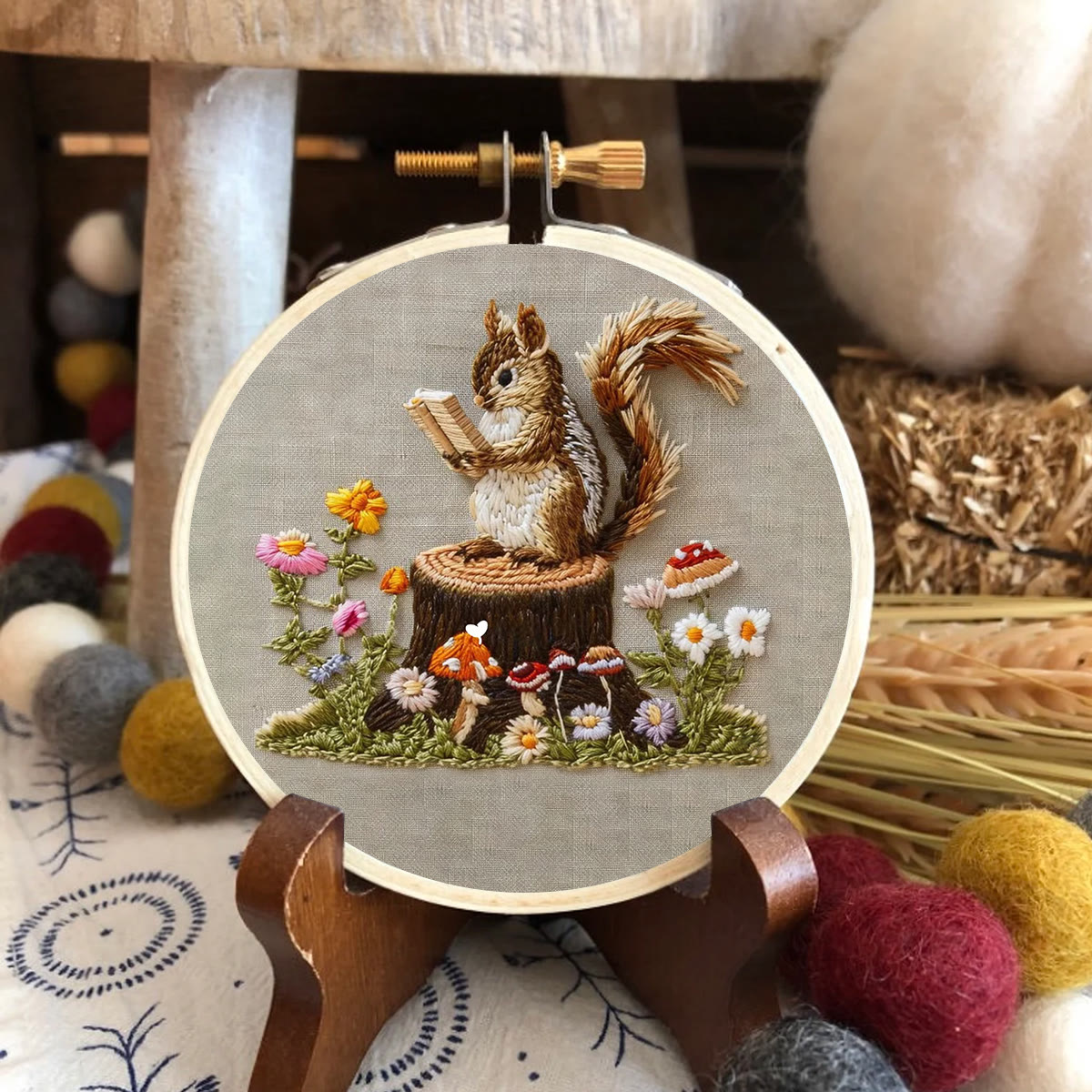 Rubbyoo Embroidery Kit - Small Reading Squirrel - image 6