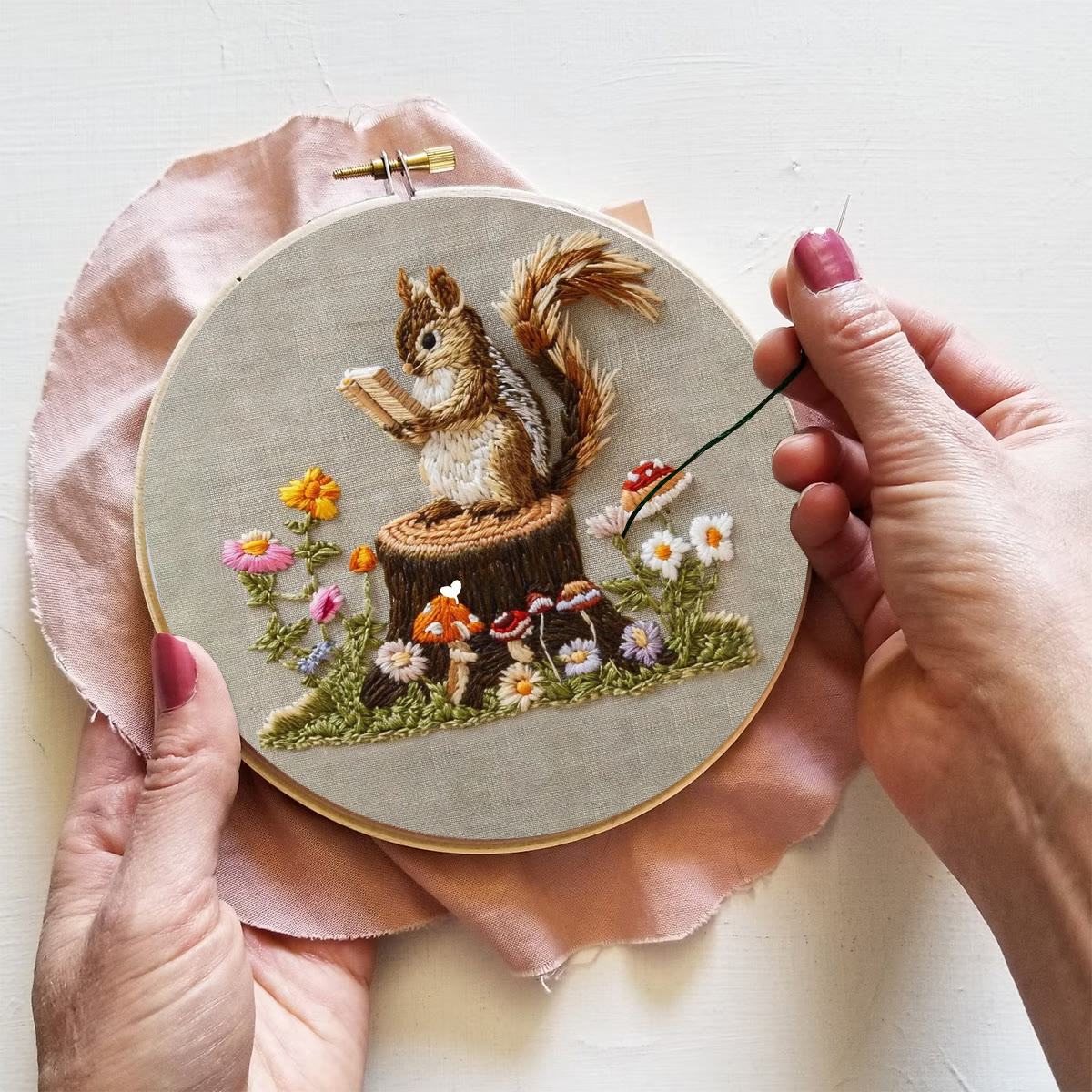 Rubbyoo Embroidery Kit - Small Reading Squirrel - image 9