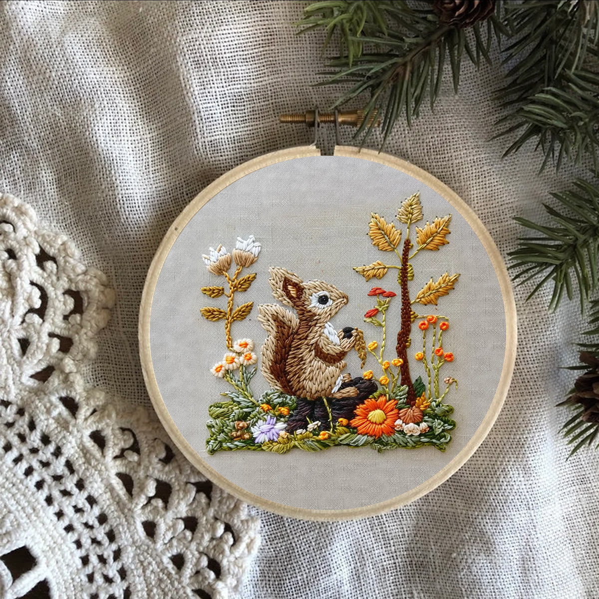 Rubbyoo Embroidery Kit -  Right Bushes  Squirrel  - image 4