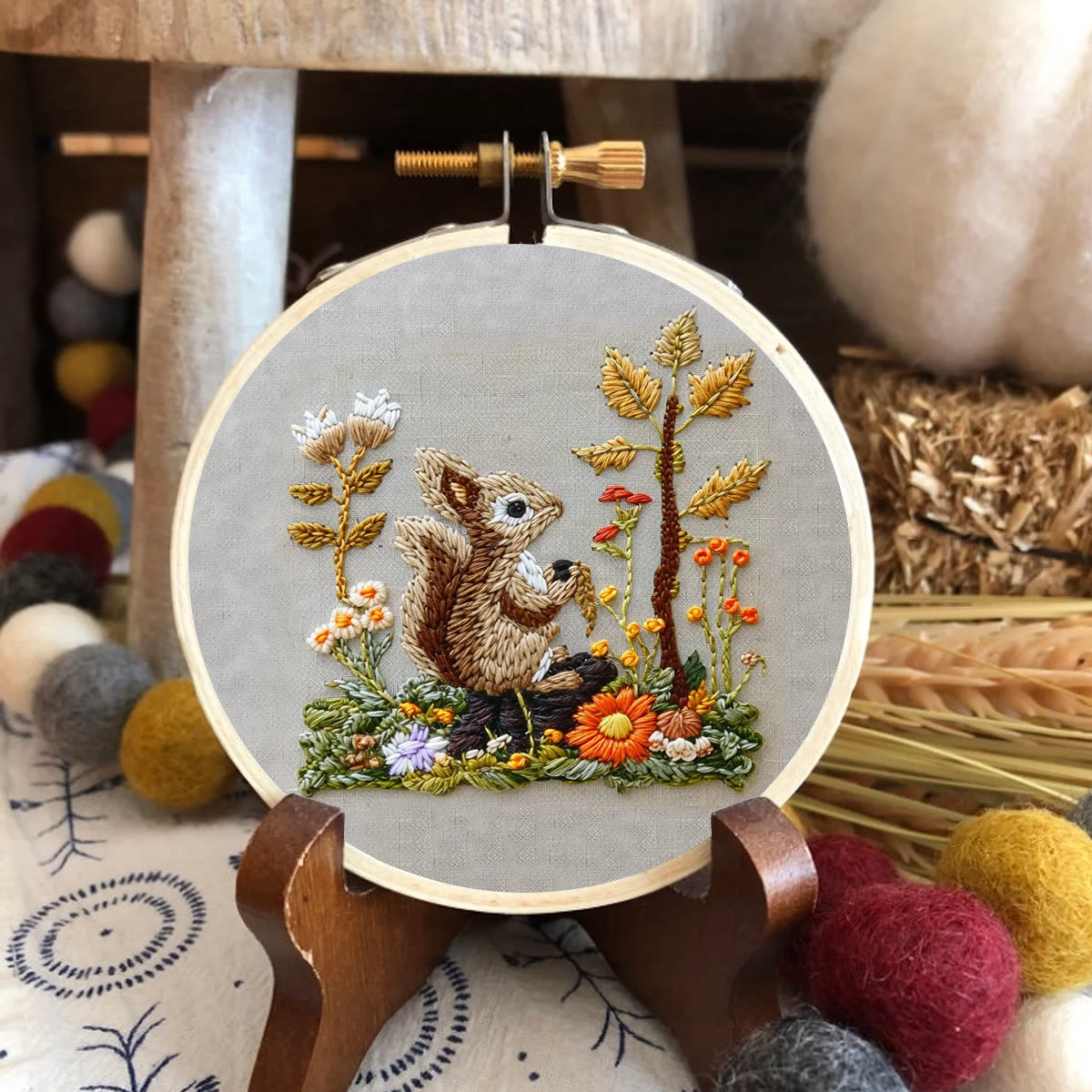 Rubbyoo Embroidery Kit -  Right Bushes  Squirrel  - image 6