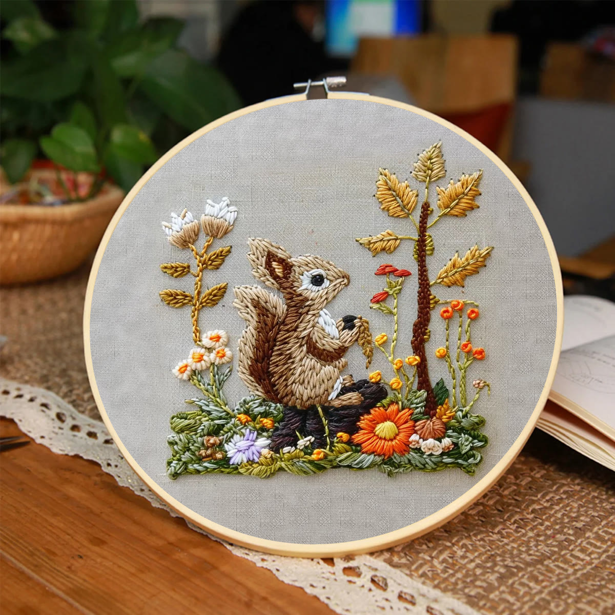 Rubbyoo Embroidery Kit -  Right Bushes  Squirrel  - image 7