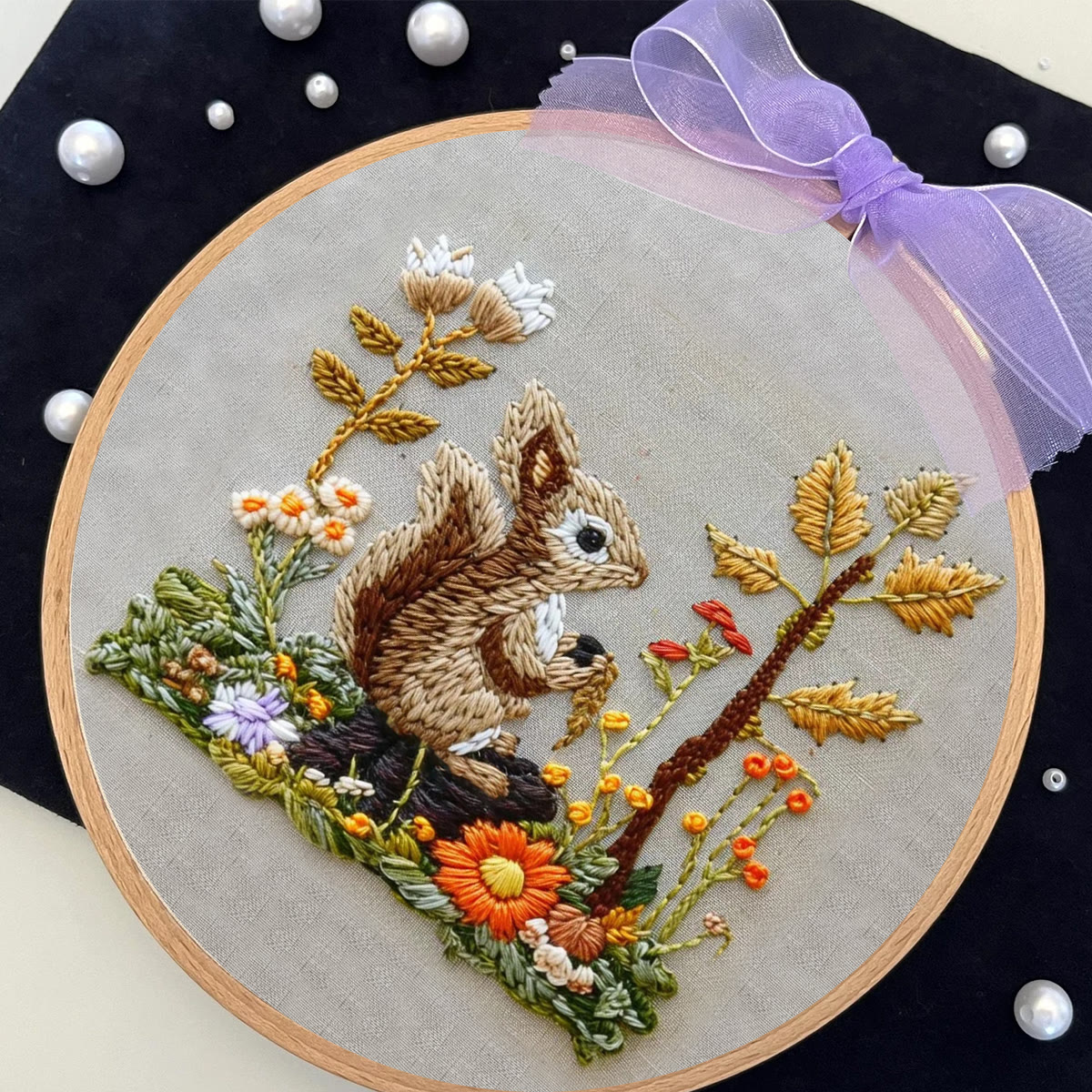 Rubbyoo Embroidery Kit -  Right Bushes  Squirrel  - image 8