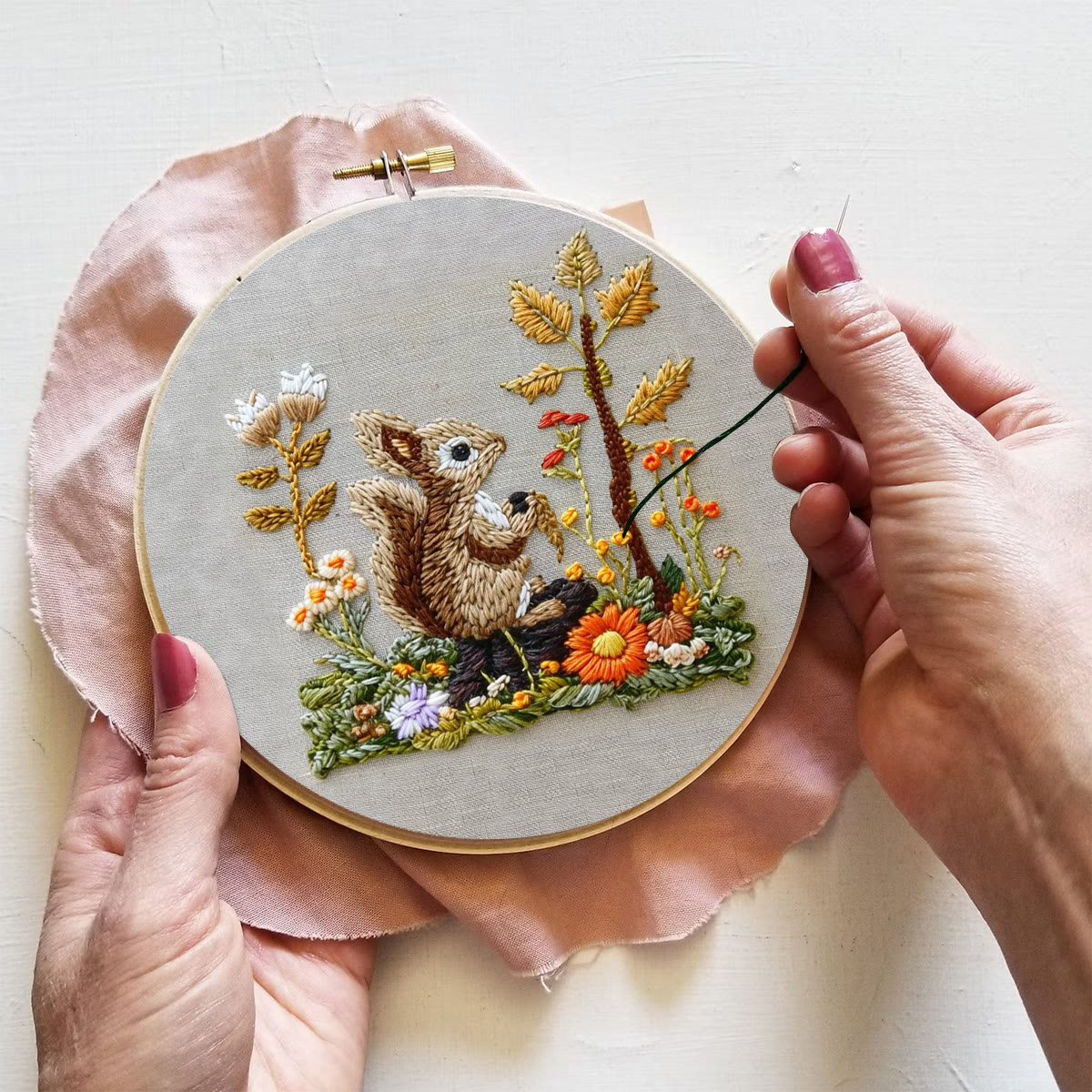 Rubbyoo Embroidery Kit -  Right Bushes  Squirrel  - image 9