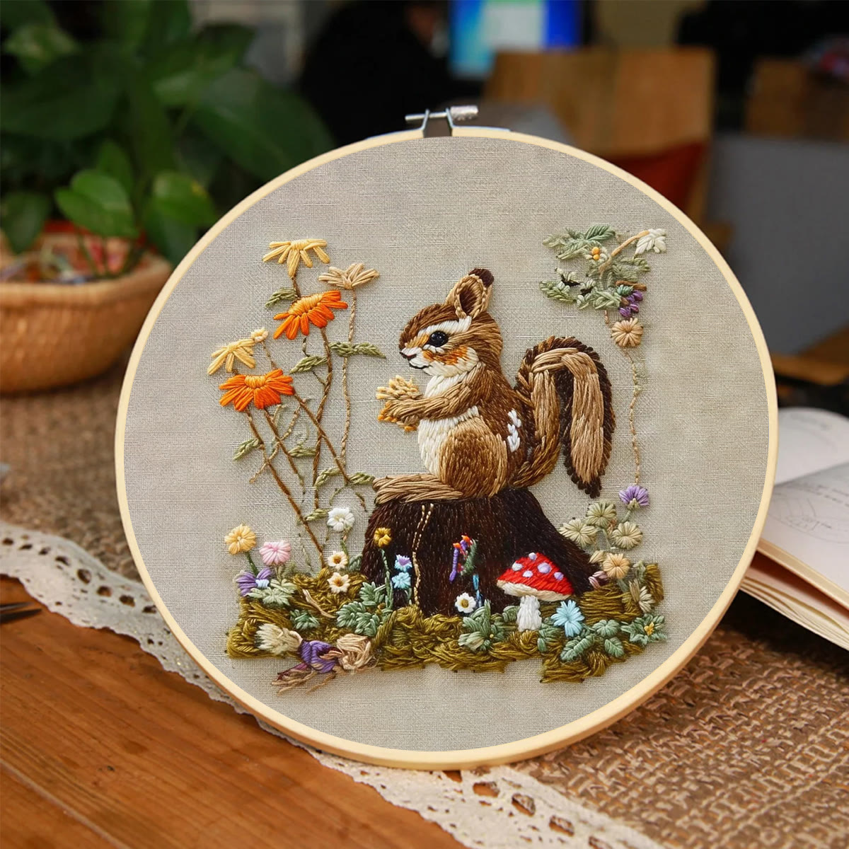 Rubbyoo Embroidery Kit -  Left Bushes  Squirre - image 7