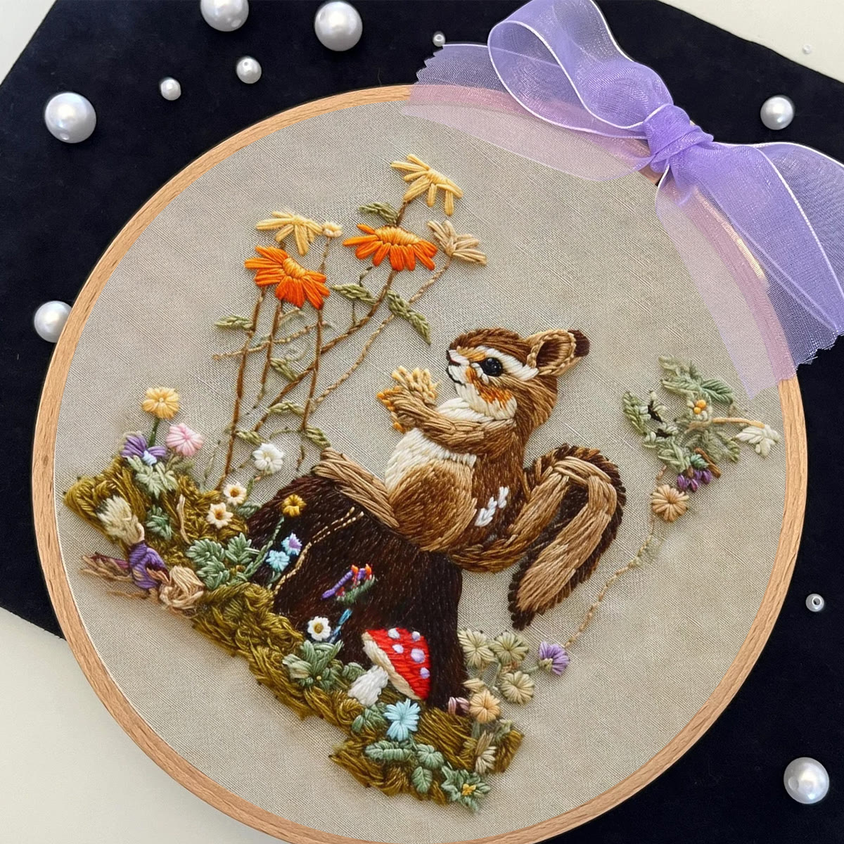 Rubbyoo Embroidery Kit -  Left Bushes  Squirre - image 8