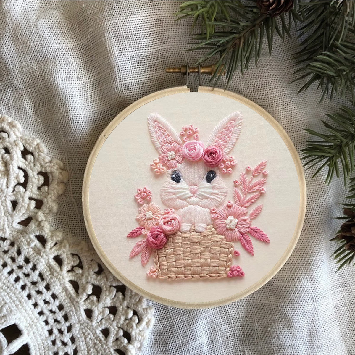 Rubbyoo Embroidery Kit -  Pink Rabbit - image 4