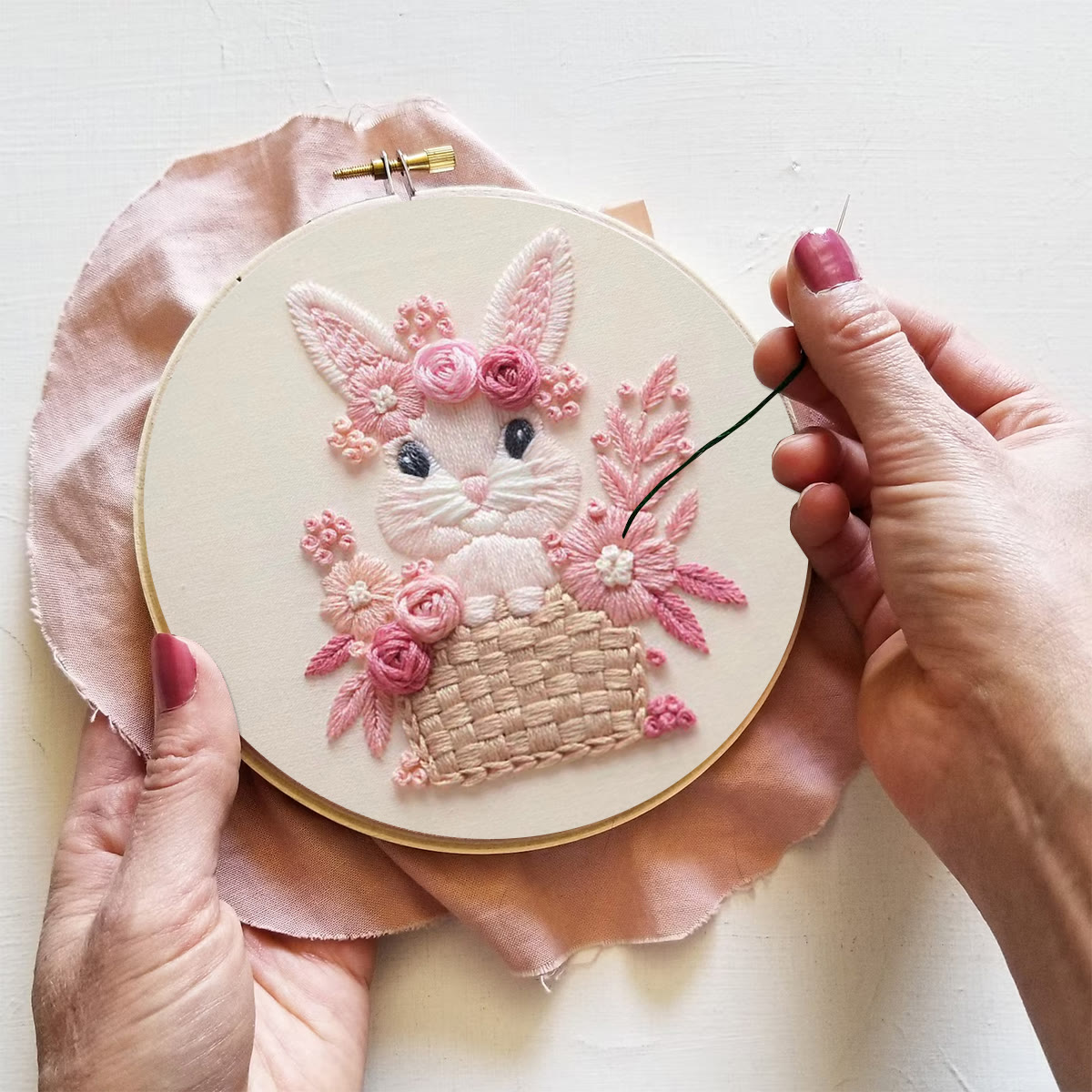 Rubbyoo Embroidery Kit -  Pink Rabbit - image 9
