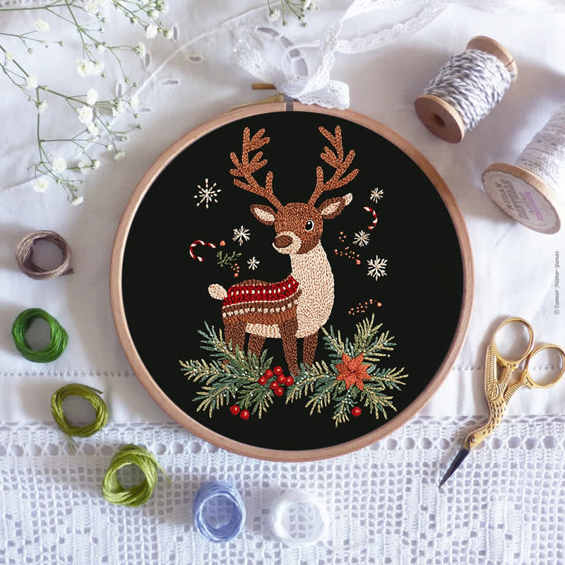 Rubbyoo Embroidery Kit - Winter White-Tailed Fawn - image 8