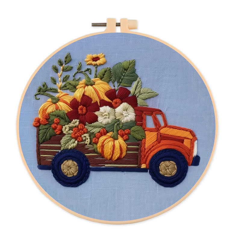 Rubbyoo Embroidery Kit - Truck and Pumpkins - image 1