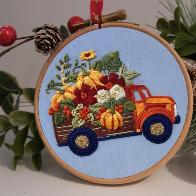 Rubbyoo Embroidery Kit - Truck and Pumpkins - image 2