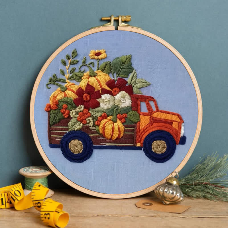 Rubbyoo Embroidery Kit - Truck and Pumpkins - image 3