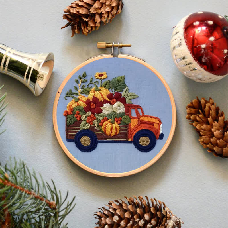 Rubbyoo Embroidery Kit - Truck and Pumpkins - image 4