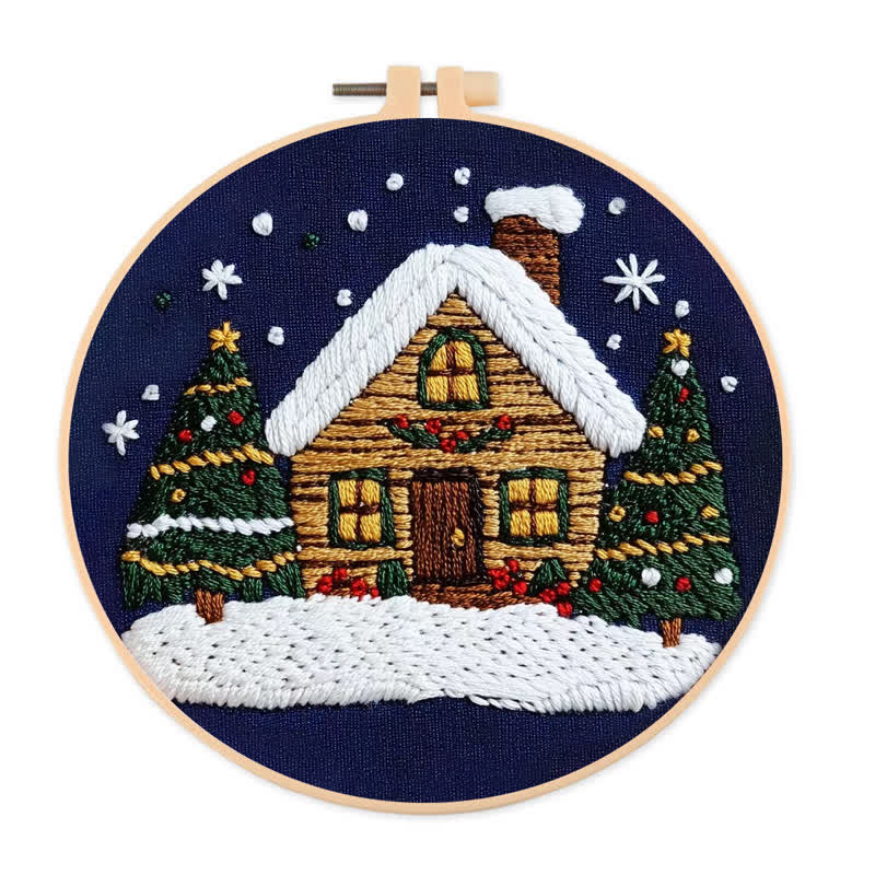 Rubbyoo Embroidery Kit -Art Winter Cottage - image 1