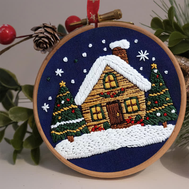 Rubbyoo Embroidery Kit -Art Winter Cottage - image 2