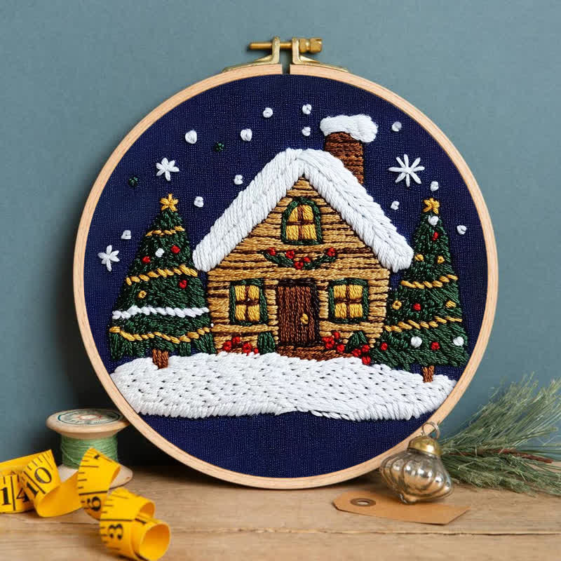 Rubbyoo Embroidery Kit -Art Winter Cottage - image 3