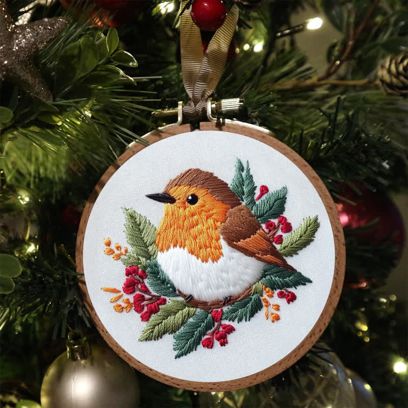 Rubbyoo Embroidery Kit - Robin on Holly - image 2