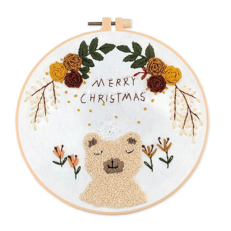 Rubbyoo Embroidery Kit - Cute Christmas Bear Gift   - image 1