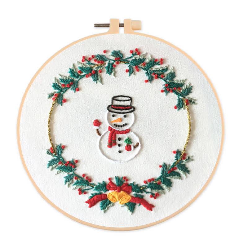Rubbyoo Embroidery Kit - Christmas Snowman Wreath  - image 1
